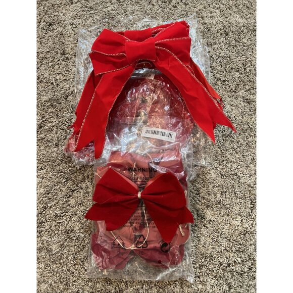 Lot of 22 Red Christmas Bows With Gold Trim & Plain Red Home Decor Holidays - Picture 1 of 5